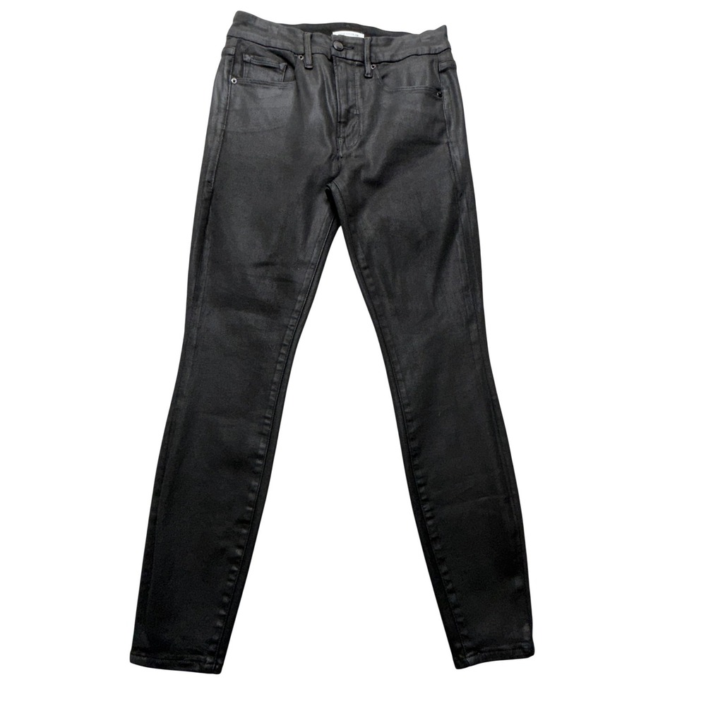 Good American Jeans Womens 31x26 Black Coated Mid Rise‎ Good Legs Skinny 8/29